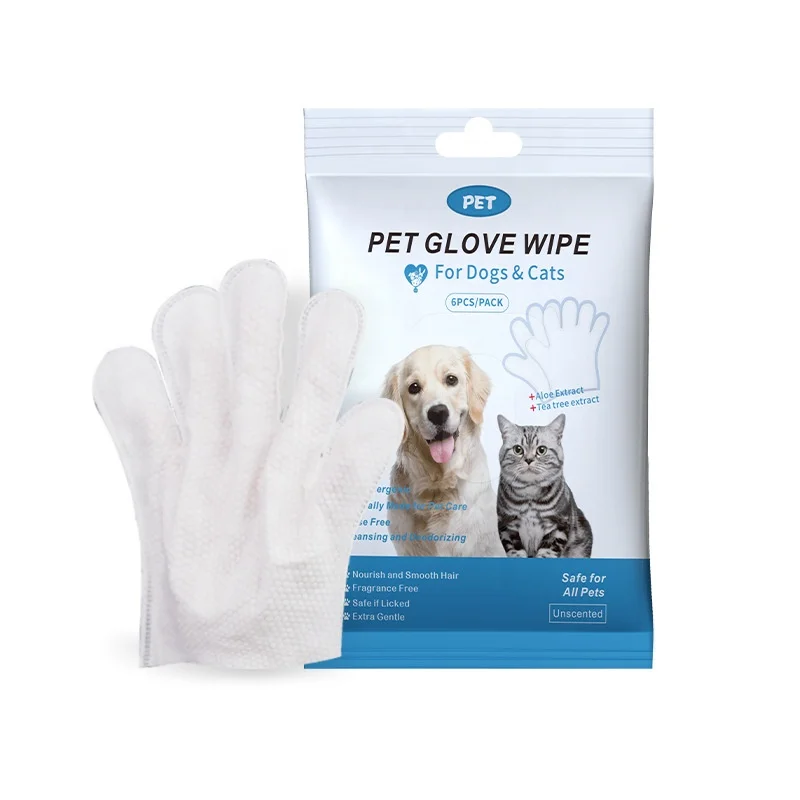 Pet Bath Free Cleaning Glove Wipes for Cat and Dog Cleaning Deodorizing Disposable Dry Cleaning Wipes