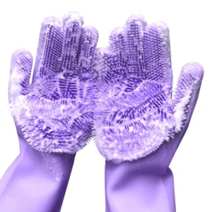 Pet Bath Glove Washing Cleaning Dishwashing Silicone Scrubber House Brush Gloves