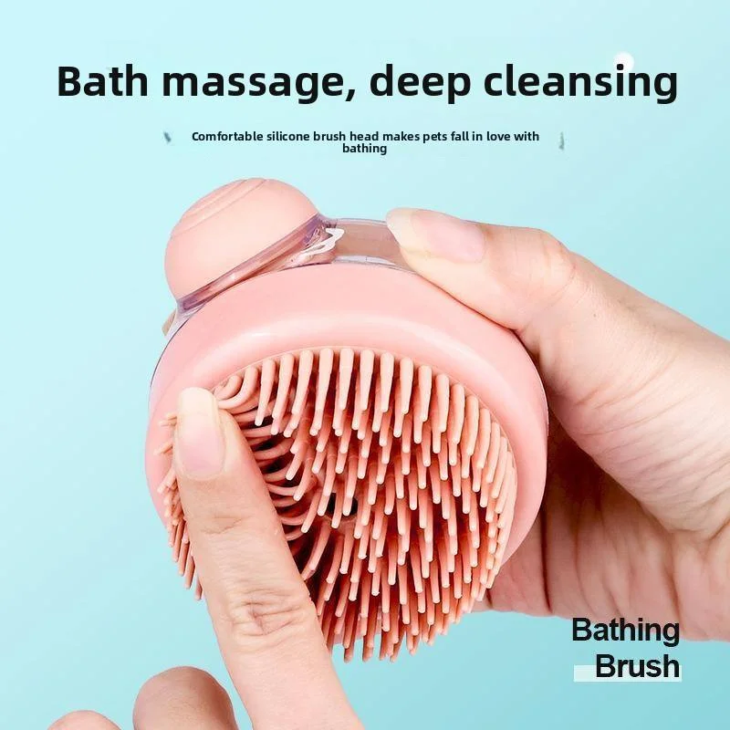 Pet Bath Massage Brush Refillable Liquid Silicone Dog Cat Shower Brush Hair Remover Pet Grooming Cleaning Tool