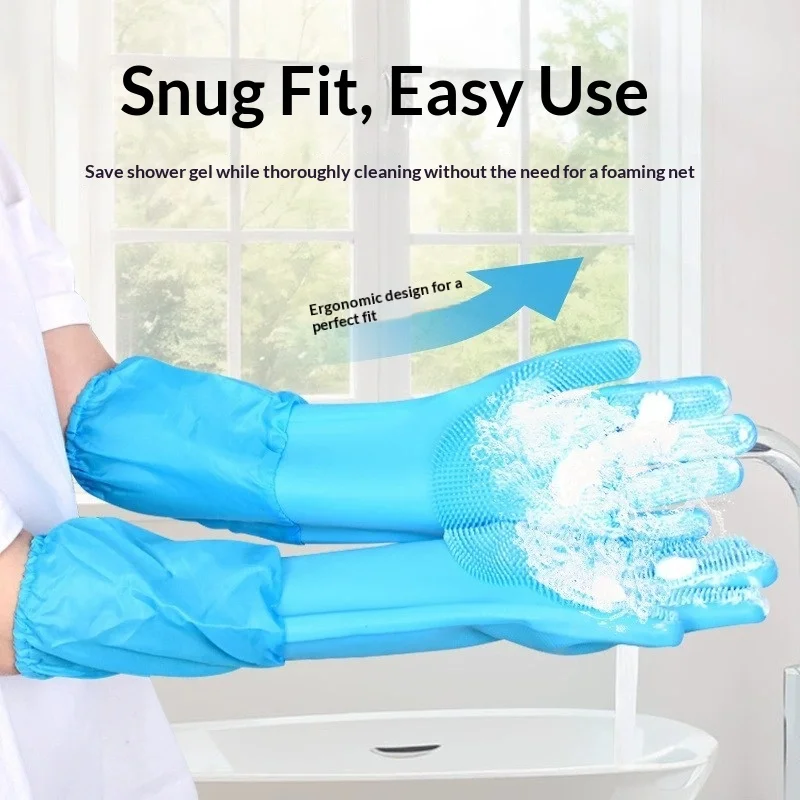 Pet Bathing Glove Dog and Cat Bathing Tool Deep Cleaning Anti Scratch Anti Bite Extended Length