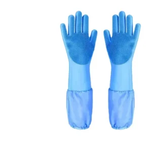 Pet Bathing Gloves Pair for Dogs Cats Silicone Gel Waterproof Scrubbing Massaging Brush Extended Handle Prevents Scratching All