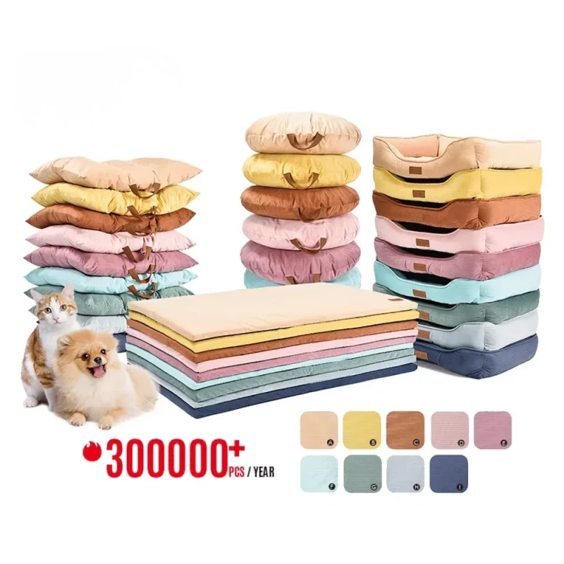 Pet Bed 500000 PCS Dog Crate Mattress Pet Products Accessories Soft Stripe Fabric Dog Cushion Bed
