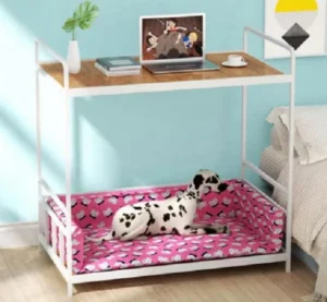 Pet Bed Cat Sofa Bed Dog Bed with Metal Frame and Detached Cushion with 2 Pillow for Small Dog
