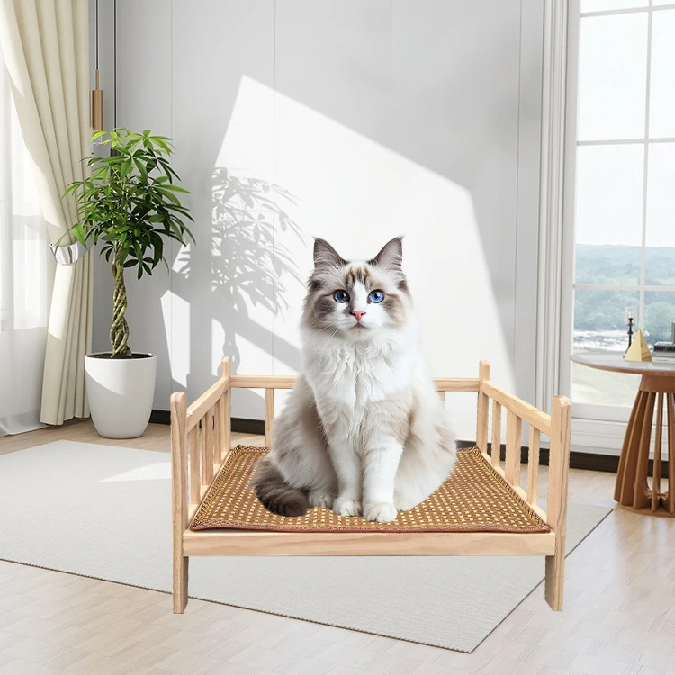 Pet Beds & Accessories Breathable Cat Dog Furniture Pet Cozy Wooden Bed Cat Bed for Cat Dog Rabbit