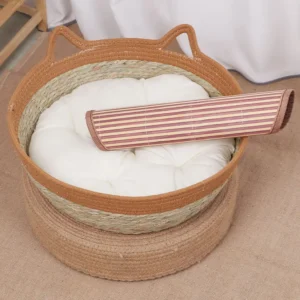 Pet Beds for Dog Cats Natural Rattan Pet Bed Handmade Cat Pet Round Nest Basket