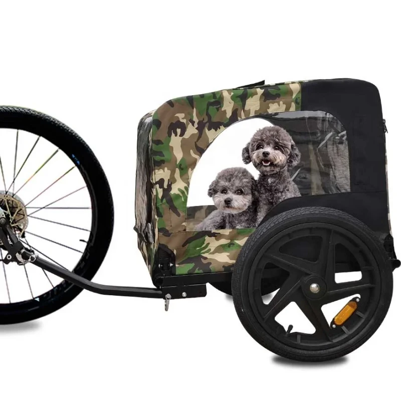 Pet Bike Trailer for Dogs Folding Camper Trailer Pet Cart Bicycle Wagon Cargo Carrier Attachment for Travel
