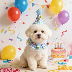 Pet Birthday Set Dog Birthday Hat Cute Kitten Scarf Scene Layout Saliva Towel Embroidered Polyester Durable