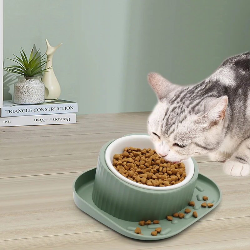 Pet Bowl Feeder Prevent Food Overflow Tilted Elevated Pet Food Bowl Ceramic Cat Pet Dog Bowl