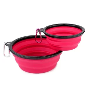 Pet Bowl Outdoor Portable Rounded Feeder Water Bowls 350ML 1000ML Folding Dog Bowls Customized Silk Printing Silicone