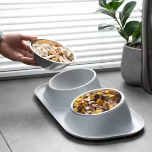 Pet Bowls & Feeders Stainless Steel Pet Bowl Cat Food Feeder Double Food Water Elevated Stainless Steel Dog Bowl for Dog Cat