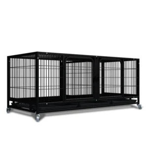 Pet Breeding Cage 1-3 Layer XL Iron Mother and Children Design with Partition for Dogs, Cats, Rabbits, Etc., White and Black