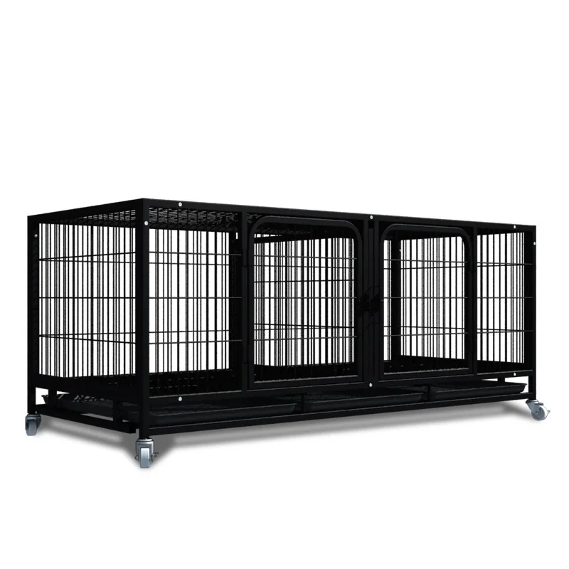 Pet Breeding Cage 1-3 Layer XL Iron Mother and Children Design with Partition for Dogs, Cats, Rabbits, Etc., White and Black