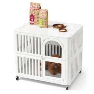 Pet Cages Houses Indoor Furniture Cat Villa Cage Stackable Luxury Plastic Dog Cage with Wheels