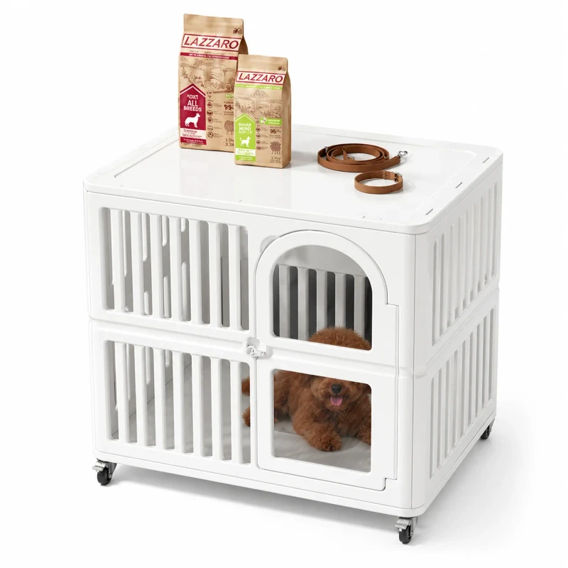 Pet Cages Houses Indoor Furniture Cat Villa Cage Stackable Luxury Plastic Dog Cage with Wheels
