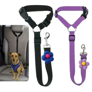 Pet Car Safety Harness Retractable Leash for Dogs and Cats Nylon Material Flower Design
