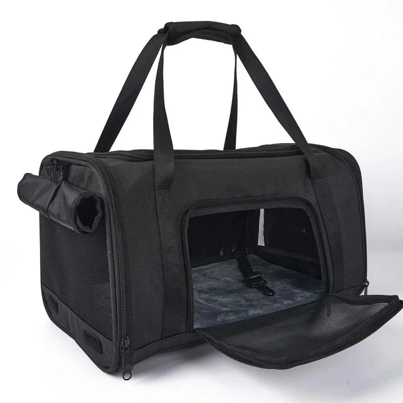 Pet Carrier Airline Approved Soft Sided Cat Dog Carrier Breathable Pet Travel Bag with Safety Straps & Calming Curtain