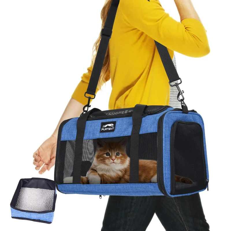 Pet Carrier Airline Approved for Small Cats and Puppy with Litter Box Foldable Pet Dogs Carrier Bag for Travel Outing