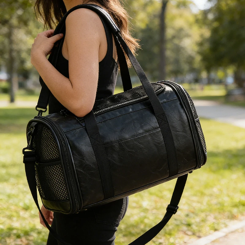 Pet Carrier Bag with Breathable Mesh Panels and Adjustable Pet Travel Carrier for Small Pets with Weight