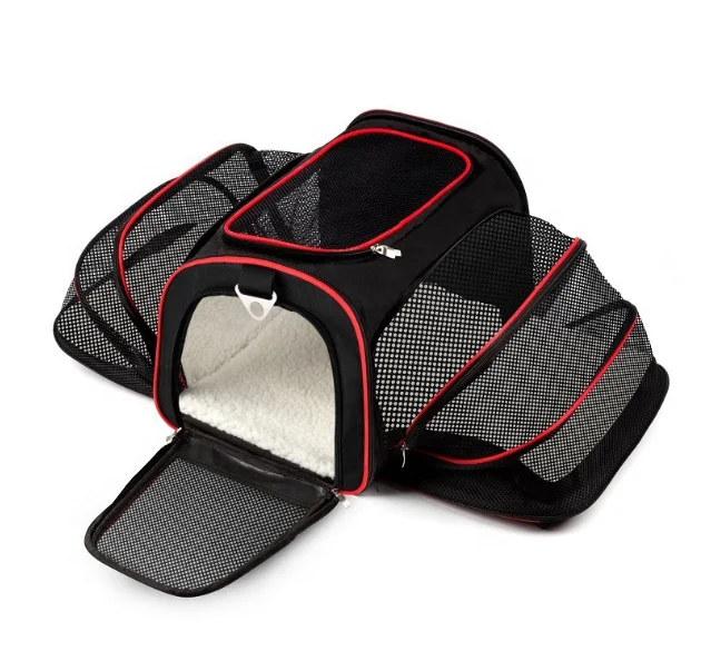 Pet Carrier Expandable Foldable Soft Sided Dog Carrier Cat Carrier with 3 Open Doors Pet Travel Bag