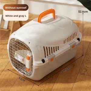 Pet Carrier Lightweight Plastic Travel Cat & Dog Carrier with Secure Button Closure Solid Color Portable Pet Transport Box