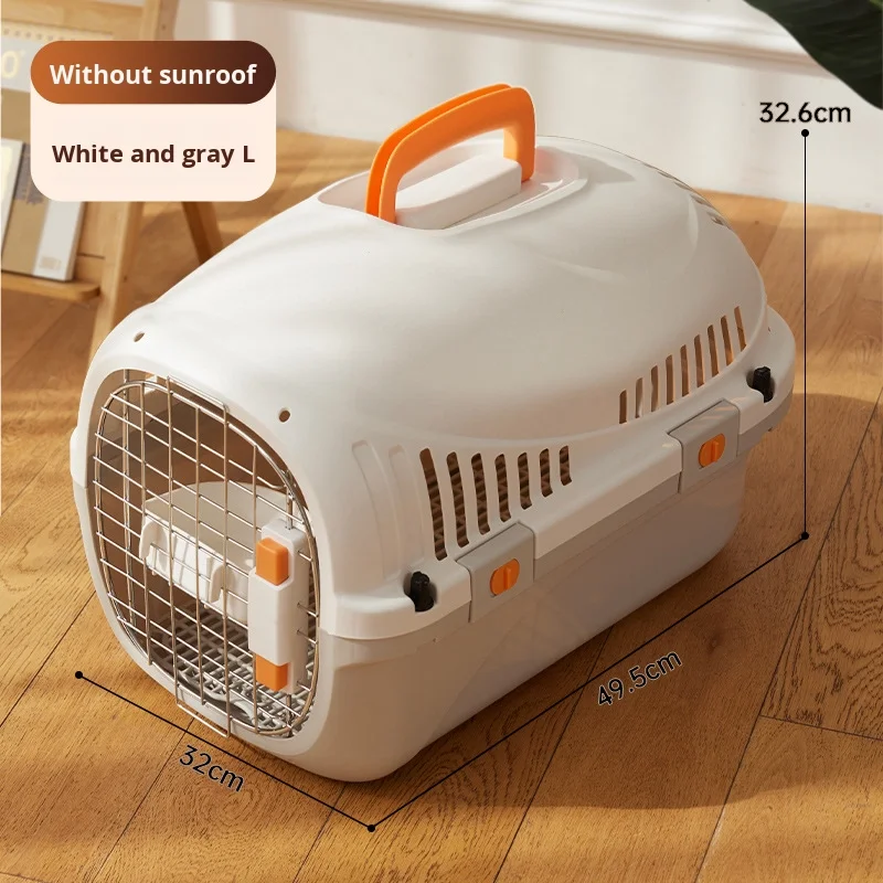 Pet Carrier Lightweight Plastic Travel Cat & Dog Carrier with Secure Button Closure Solid Color Portable Pet Transport Box