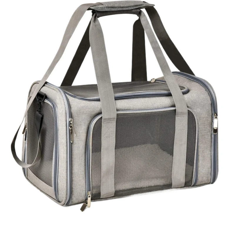 Pet Carrier Soft Sided High Quality Durable Expandable Airline Approved Zipper Closure Solid Luxury Classic Fashion Oxford