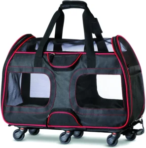 Pet Carrier With Removable Wheels Soft Sided Airline Approved Small Dog and Cat Carrying Bag