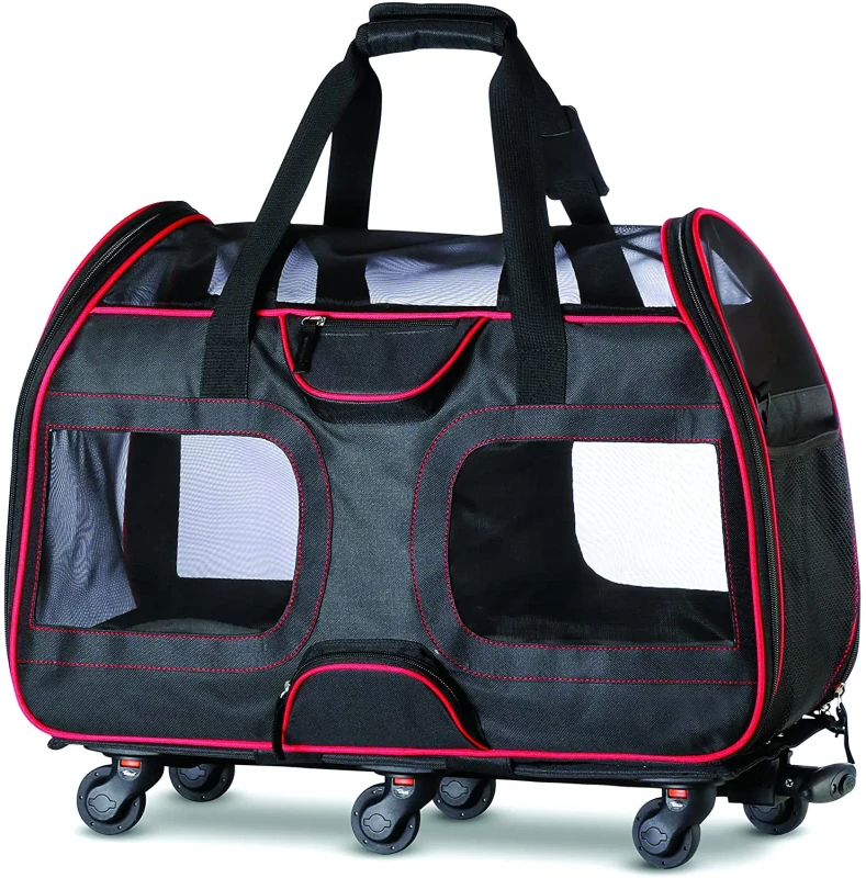 Pet Carrier With Removable Wheels Soft Sided Airline Approved Small Dog and Cat Carrying Bag