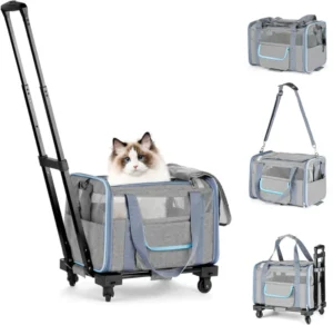 Pet Carrier for Small Dog Cat Airline Approved Dog Carrier with Wheels Soft Sided Dog Rolling Crate Cat Travel Bag