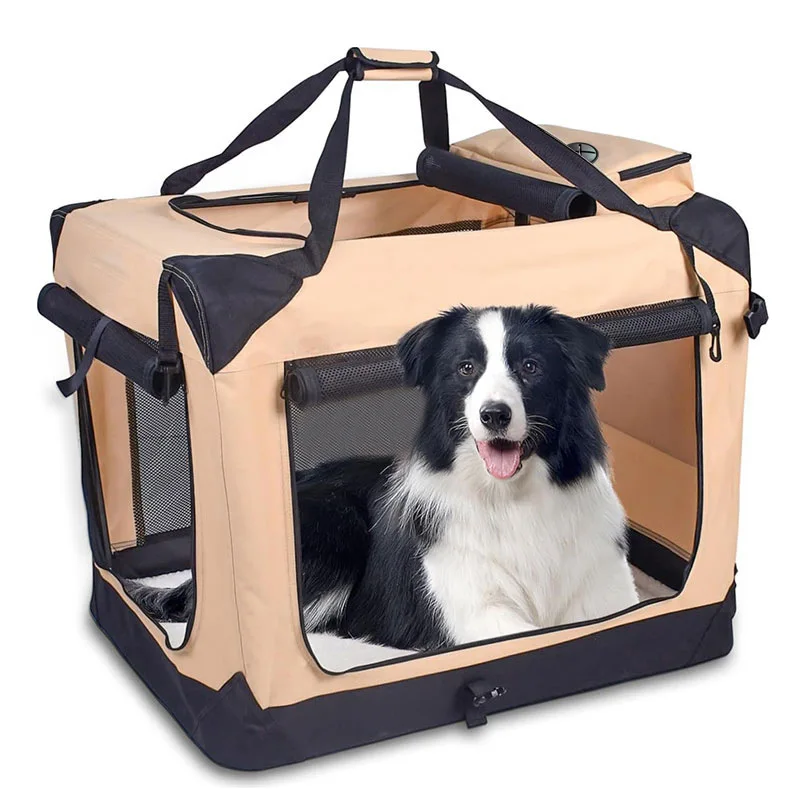 Pet Carriers Travel Products Dog Crate Outdoor Mesh Carrier Portable Camping Cage Foldable Cat Bag Soft Dog Crate
