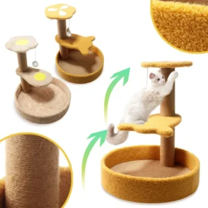 Pet Cat Climbing Frame with Sisal Column Jumping Platform Scratch Toy Claw Grinding Self Pleasure Cat Trees Scratcher