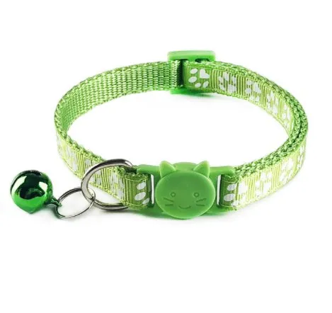 Pet Cat Collar for Small Dog With Bell for Christmas Lovely Cute Paw Kitty Polyester Pet Collar for Cat Supply Accessories