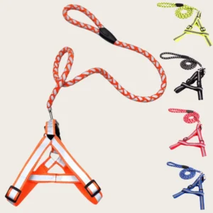 Pet Cat & Dog Accessories Breathable Polyester Reflective No Pull Luxury Traction Belt Leads Rope Harness Leash Set Vest
