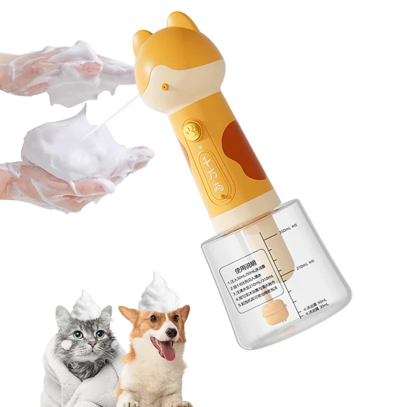 Pet Cat Dog Bath Cleaning Rechargeable Electric Foaming Machine Automatic Shampoo Sprayer Dog Soap Dispenser Bathroom Waterproof