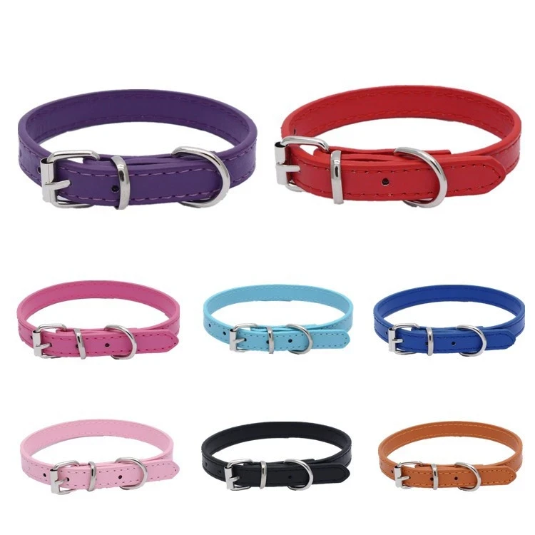 Pet Cat Dog Collars Plain Leather Luxury Personalized PU Leather Dog Cat Collars Pet Supplies Dog Cat Collar