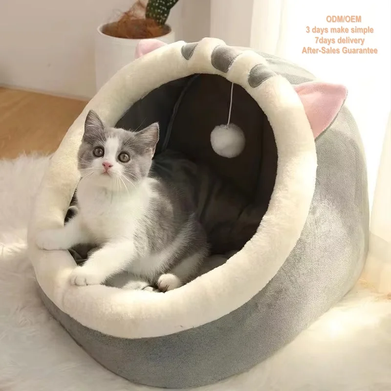 Pet Cat Ears House Nest Arctic Fleece Polyester Filling Eco Friendly Anti Slip Fashion Warm Pet Bed Indoor Use for Cats Small