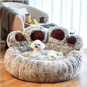 Pet Cave Bed Paw Shape Long Plush Warm Cozy and Comfy Pet Cushion for Puppy Large Dog Bed Design Pet Beds Accessories