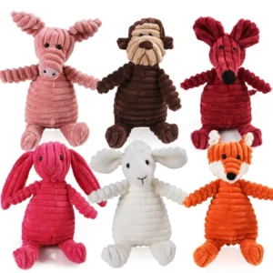 Pet Chew Interactive Corduroy Plush Stuffed Animal Soft Toy Squeaky Toys for Dogs