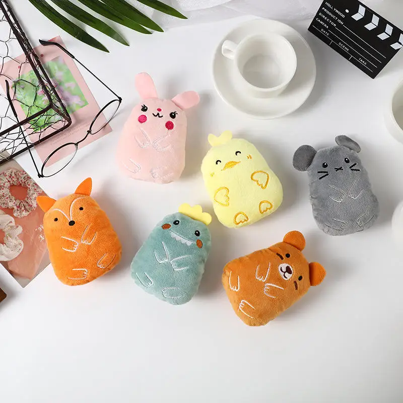Pet Chew Toy Mouse Fox Cute Shape Stuffed Animal Plush Interactive Cat Catnip Chewing Toy PP Cotton Clean Teeth