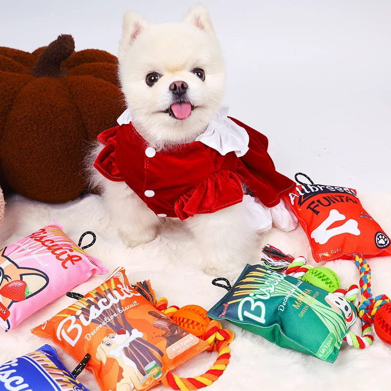 Pet Chewing Squeaky Toy Interactive Play Bite Self-amusement Toys Interaction Sound Plush Toys Pet DogToys