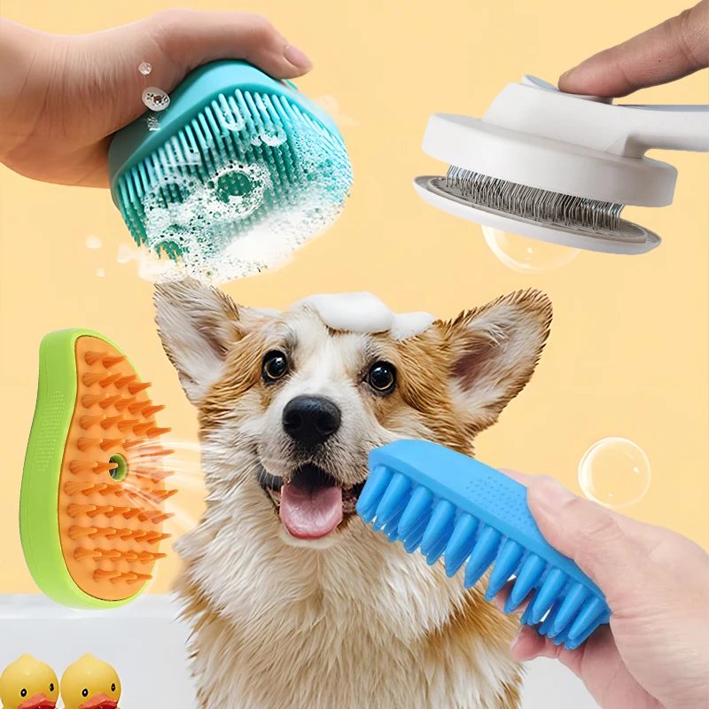 Pet Cleaning Bathing 3 in 1 Pet Hair Cleaner Brush Dog Shower Brush Pet Cat Brush Sets Dry Wet Silicone Massage