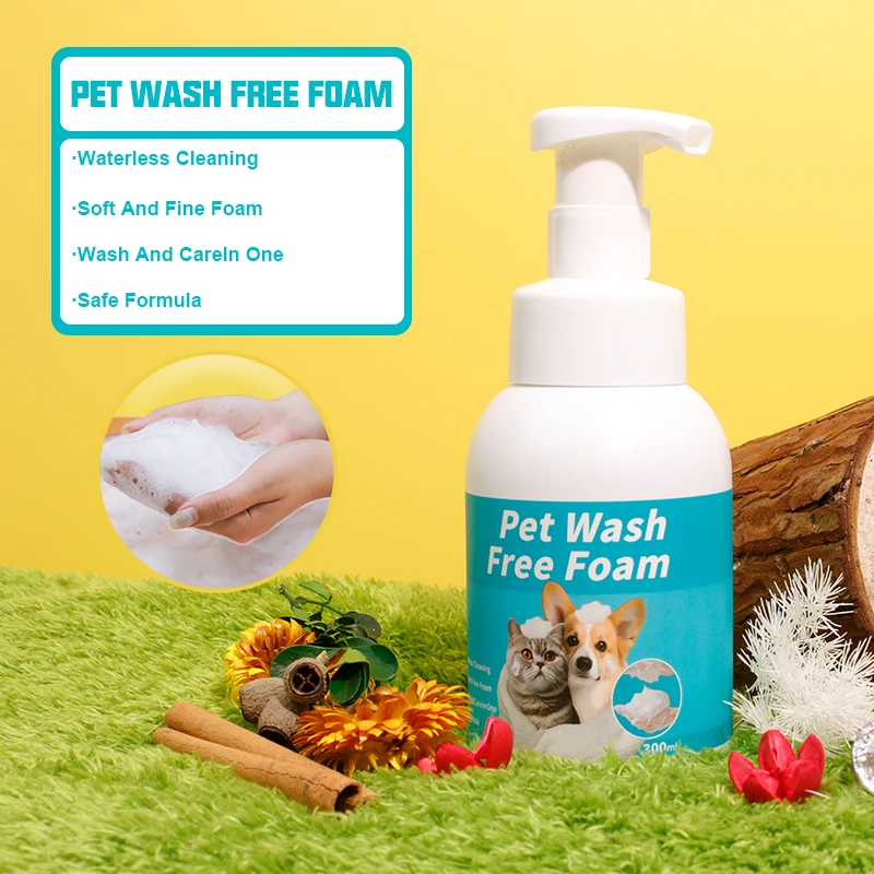 Pet Cleaning Bathing Portable Automatic Pet Shower Foaming Dry Cleaning Bath Mousse Foam for Dry Bath 300ml