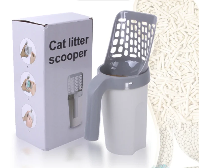 Pet Cleaning Supplies Pet Waste Disposal Portable Integrated Cat Litter Shovel Kitten Dog Litter Scooper with Poop Bags