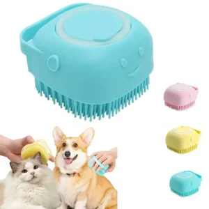Pet Cleaning and Grooming Eco friendly Soft Silicone Shampoo Dispenser Pet Dog Cat Massage Bath Brush