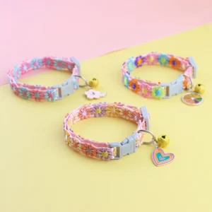 Pet Collar 3 Designs Adjustable Multi colors Cute Cat Dog Collars with Bell Anti lost in Stock