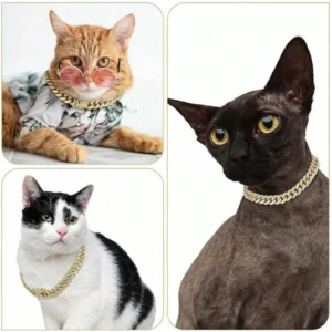 Pet Collar with Alloy Inlaid Rhinestones 13mm Cuban Chain for Large Medium Small Cats and Dogs All Seasons