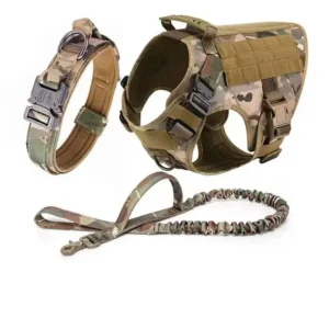 Pet Collars Adjustable Leashes Harnesses Reversible Set with Retractable for Working Training Easy Control Tactical Dog