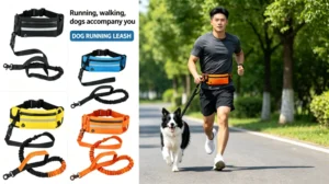 Pet Collars Leashes Harnesses Adjustable Waist Belt Dog Running Leash with Waist Bag Reflective Rope Bungee Hands Free Dog Leash