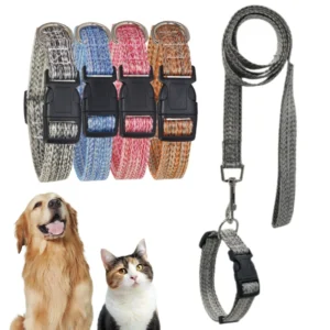 Pet Collars and Leashes Spot Supply 4 Color Hemp 100% Fully Adjustable Soft Ventilate Hypoallergenic Dog Collar and Leash Set
