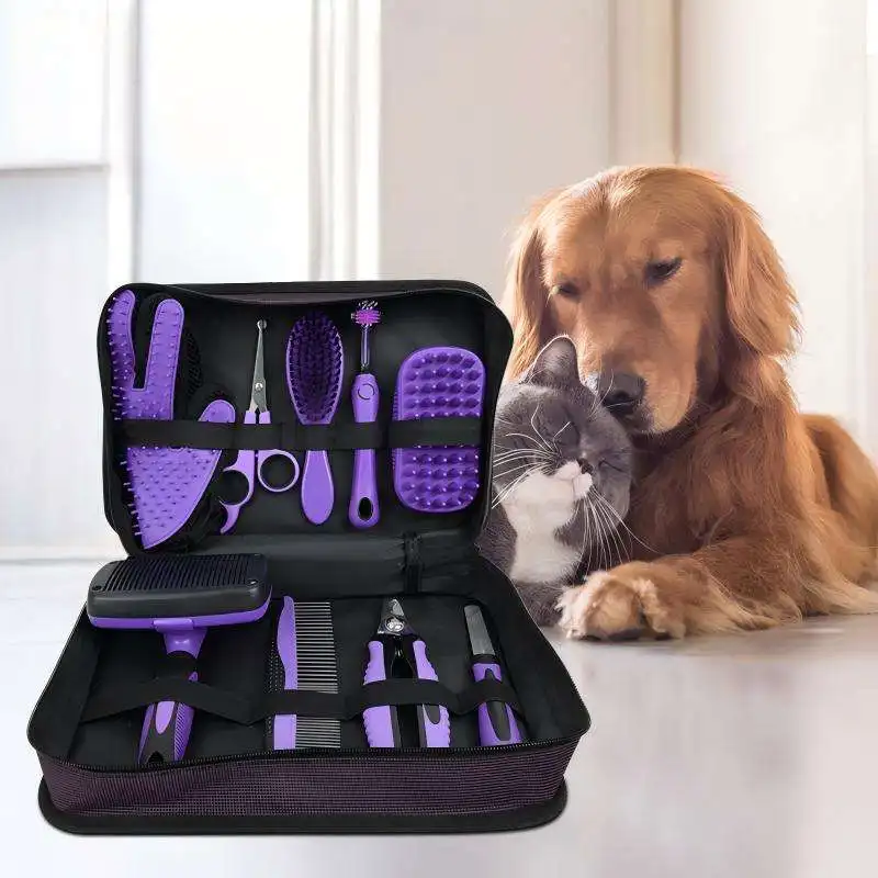 Pet Comb Brush Cleaning Grooming Set Pet Grooming Cleaning Massaging and Bathing Suitable for Cat and Dog to Remove Loose Fur